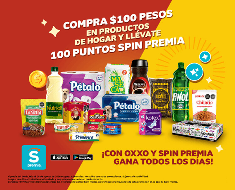 Compra productos participantes y gana puntos Spin Premia